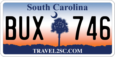 SC license plate BUX746