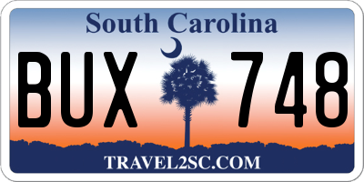 SC license plate BUX748