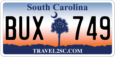 SC license plate BUX749