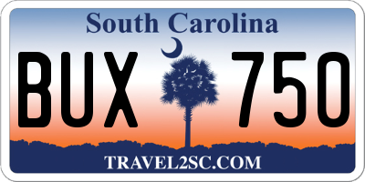 SC license plate BUX750