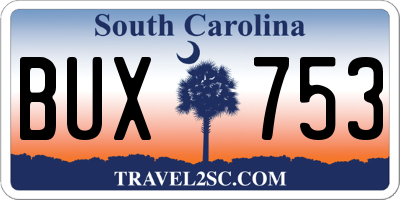 SC license plate BUX753
