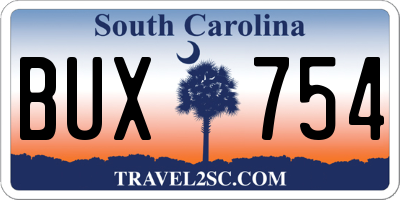 SC license plate BUX754
