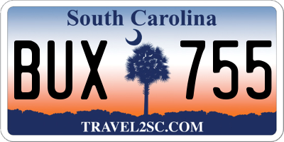 SC license plate BUX755
