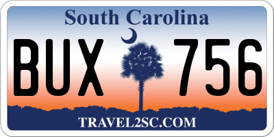 SC license plate BUX756