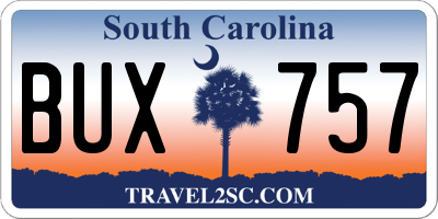 SC license plate BUX757