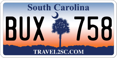 SC license plate BUX758