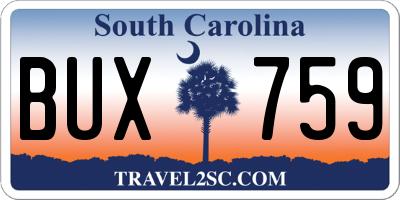 SC license plate BUX759