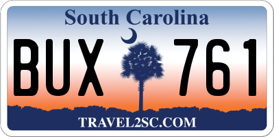 SC license plate BUX761