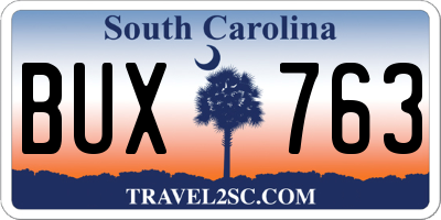 SC license plate BUX763