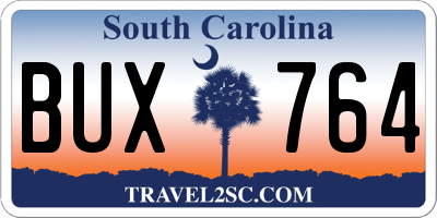 SC license plate BUX764