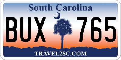 SC license plate BUX765