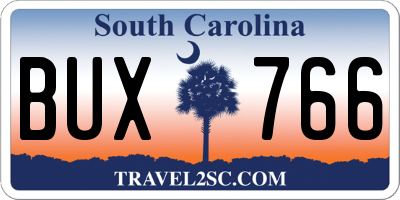 SC license plate BUX766
