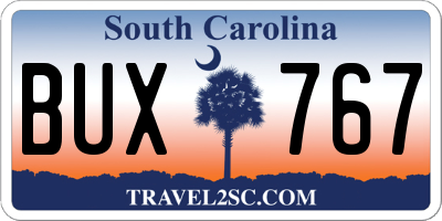 SC license plate BUX767