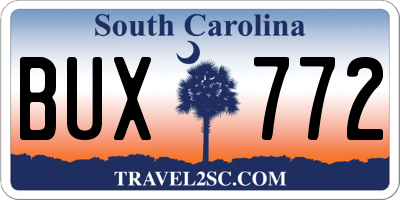 SC license plate BUX772