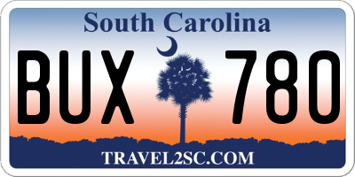 SC license plate BUX780