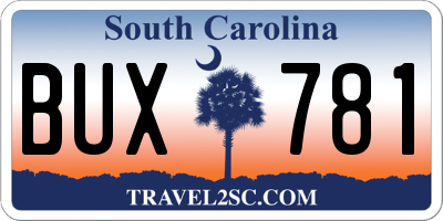 SC license plate BUX781