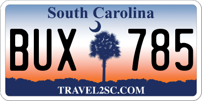 SC license plate BUX785