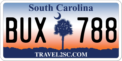 SC license plate BUX788