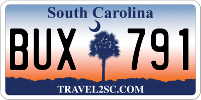 SC license plate BUX791