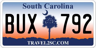 SC license plate BUX792