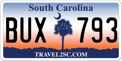 SC license plate BUX793
