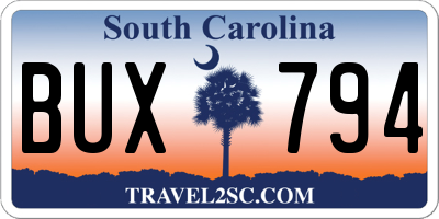 SC license plate BUX794
