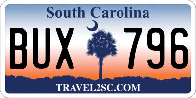 SC license plate BUX796