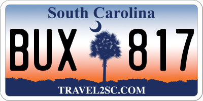 SC license plate BUX817