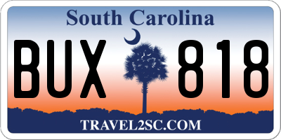 SC license plate BUX818