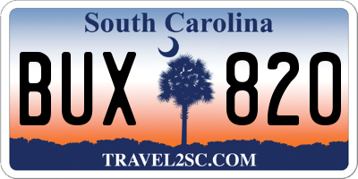 SC license plate BUX820