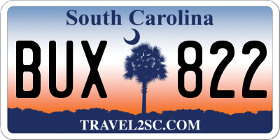 SC license plate BUX822