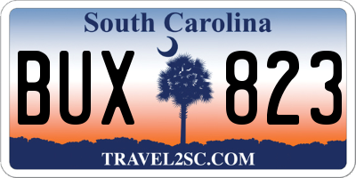 SC license plate BUX823