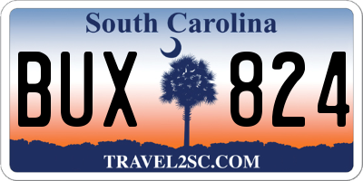 SC license plate BUX824