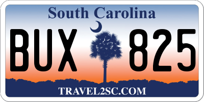 SC license plate BUX825