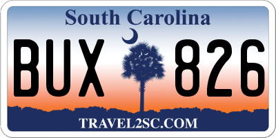 SC license plate BUX826