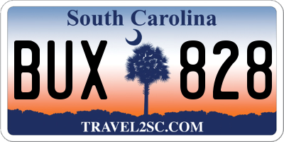 SC license plate BUX828