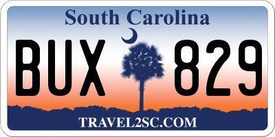SC license plate BUX829