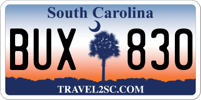 SC license plate BUX830