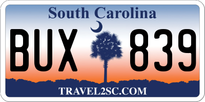 SC license plate BUX839