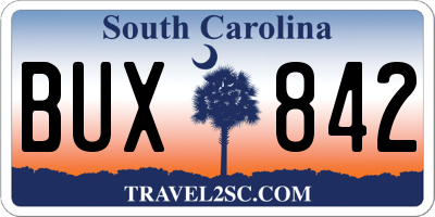 SC license plate BUX842