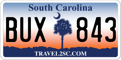 SC license plate BUX843