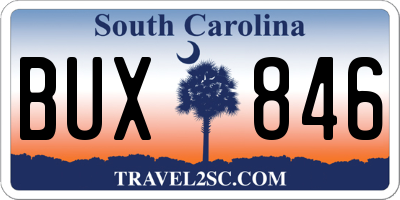 SC license plate BUX846