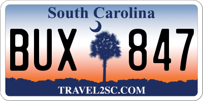 SC license plate BUX847