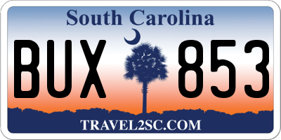 SC license plate BUX853