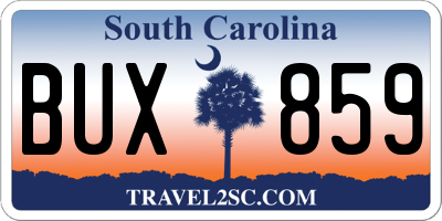 SC license plate BUX859