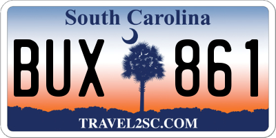 SC license plate BUX861