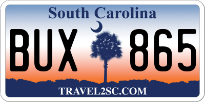 SC license plate BUX865