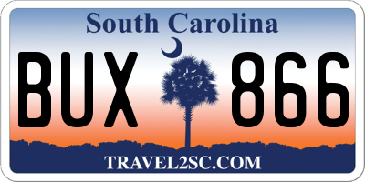 SC license plate BUX866