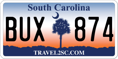 SC license plate BUX874