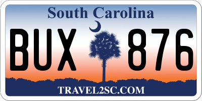 SC license plate BUX876